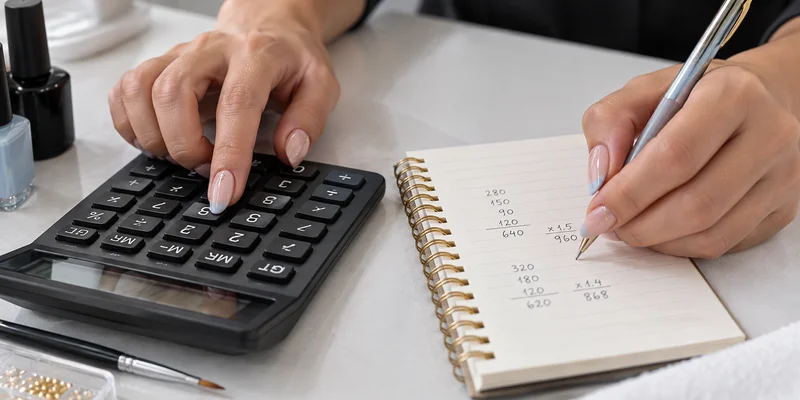 Cálculo de costos y ganancias con calculadora